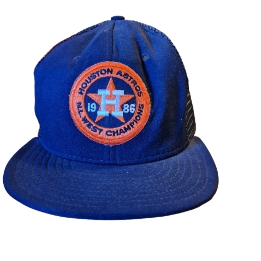 Vintage Houston Astros 1986 All West Champions Blue Snapback Cap
